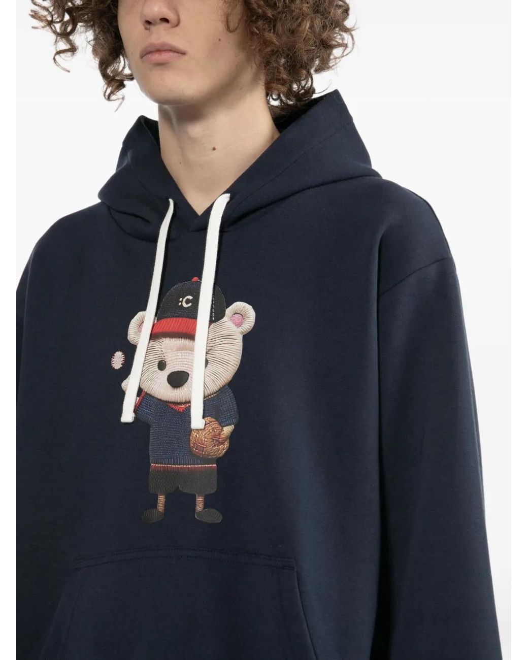 Chocoolate Blue Bear-Print Hoodie for men