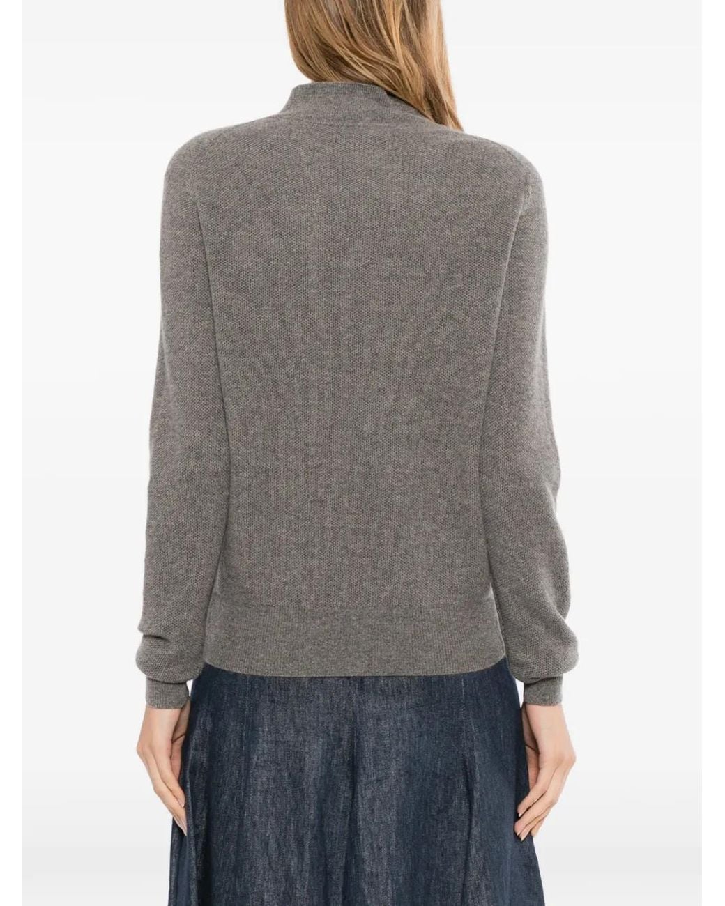 N.Peal Cashmere Gray Pull En Maille Alvéolée En Cachemire