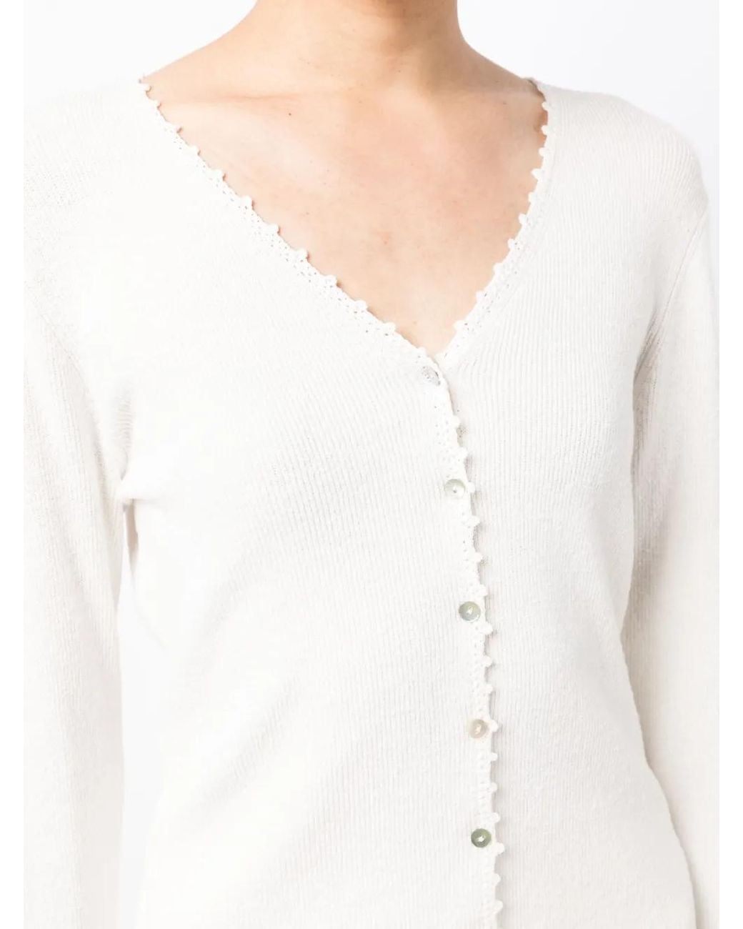 Vince White Crochet-Trim Linen-Blend Cardigan