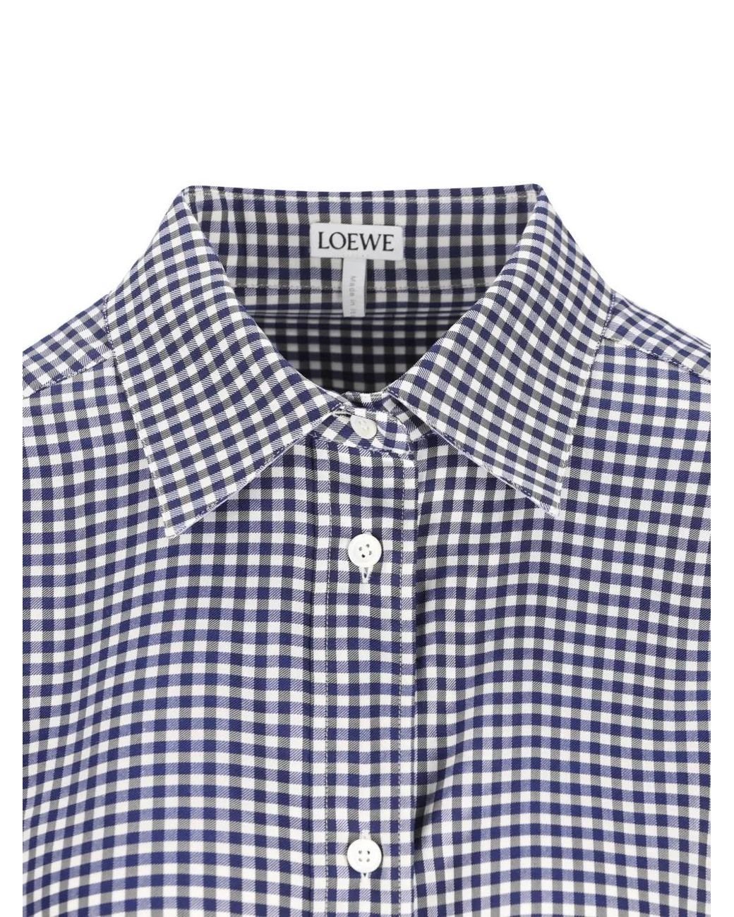 Loewe Blue Check-Print Embroidered Shirt