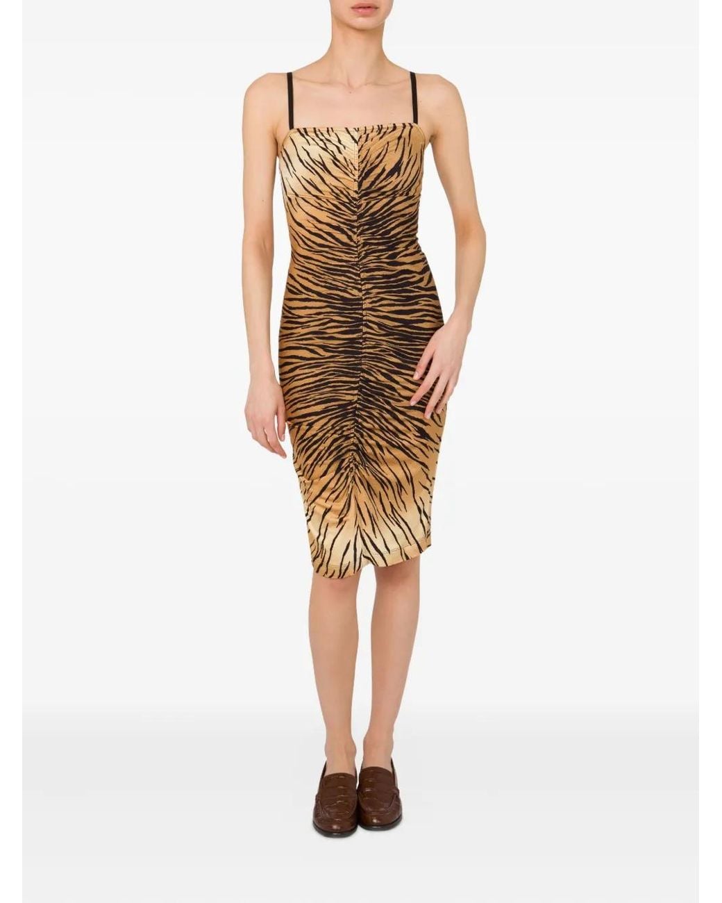 Moschino Metallic Zebra-Print Midi Dress