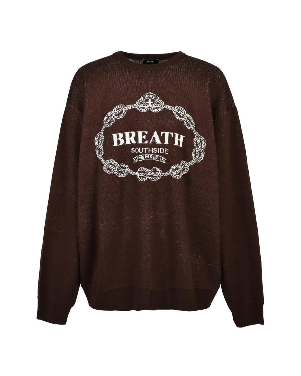 BREATH Brown Logo-Print Crew-Neck Sweater for men