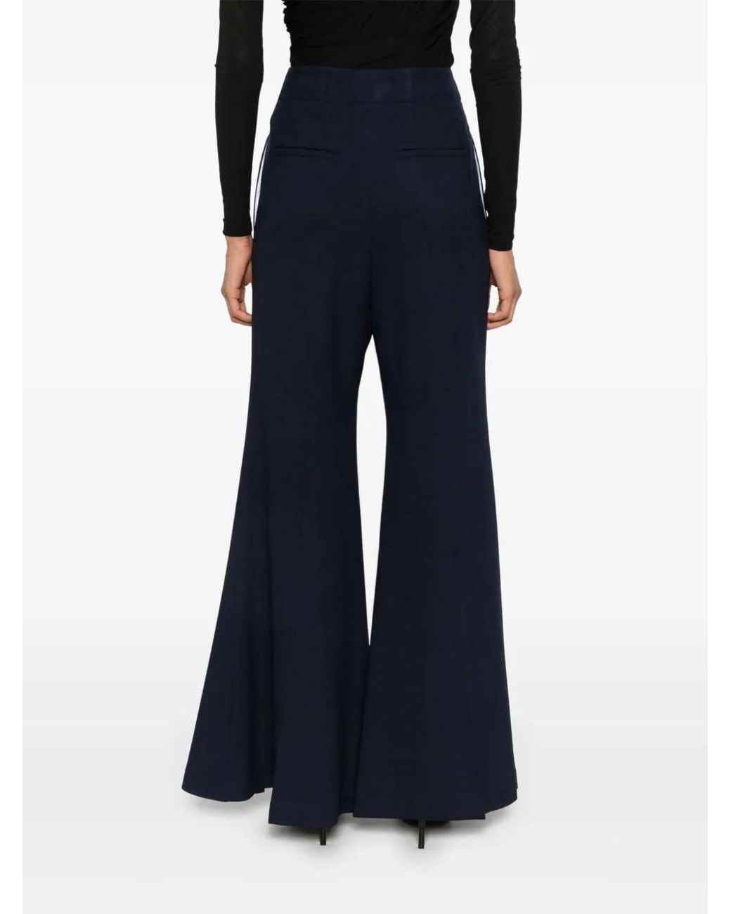 Victoria Beckham Blue Wide-Leg Trousers
