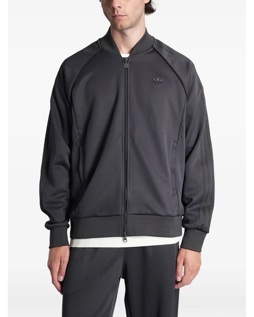 Adidas Gray Logo-Embroidered Track Jacket for men