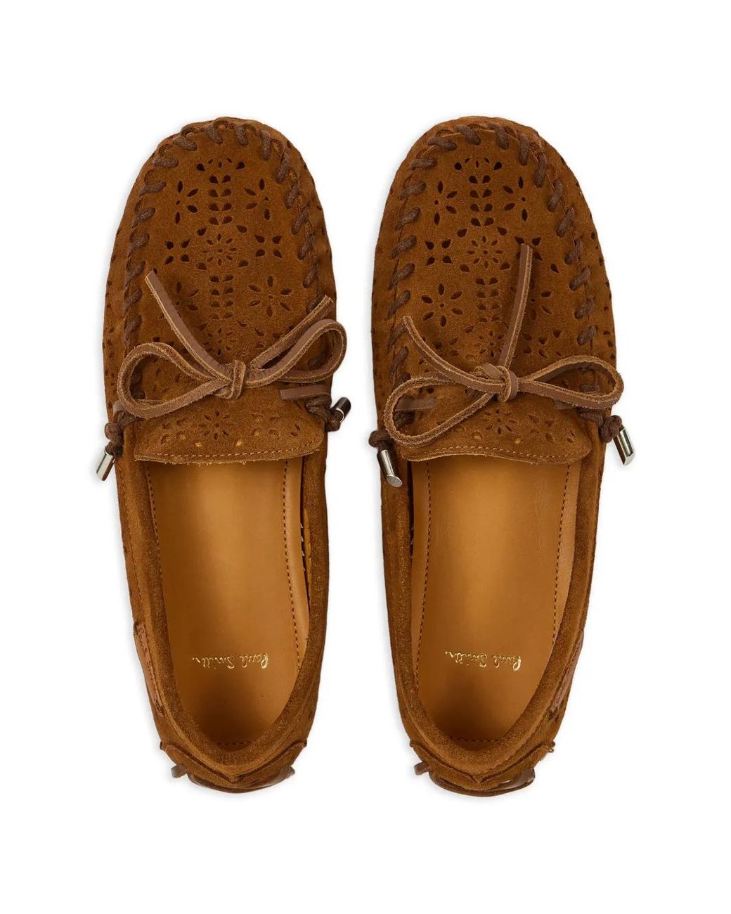 Paul Smith Brown Sonna' Perforated Floral Suede Moccasins