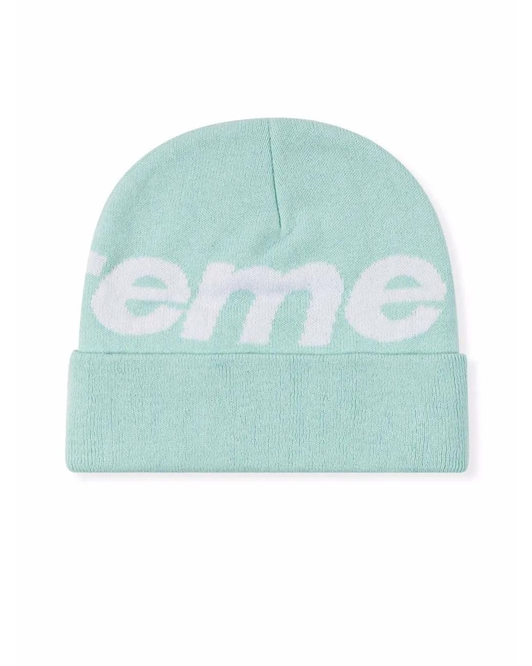 Supreme Green Big Logo Knitted Beanie