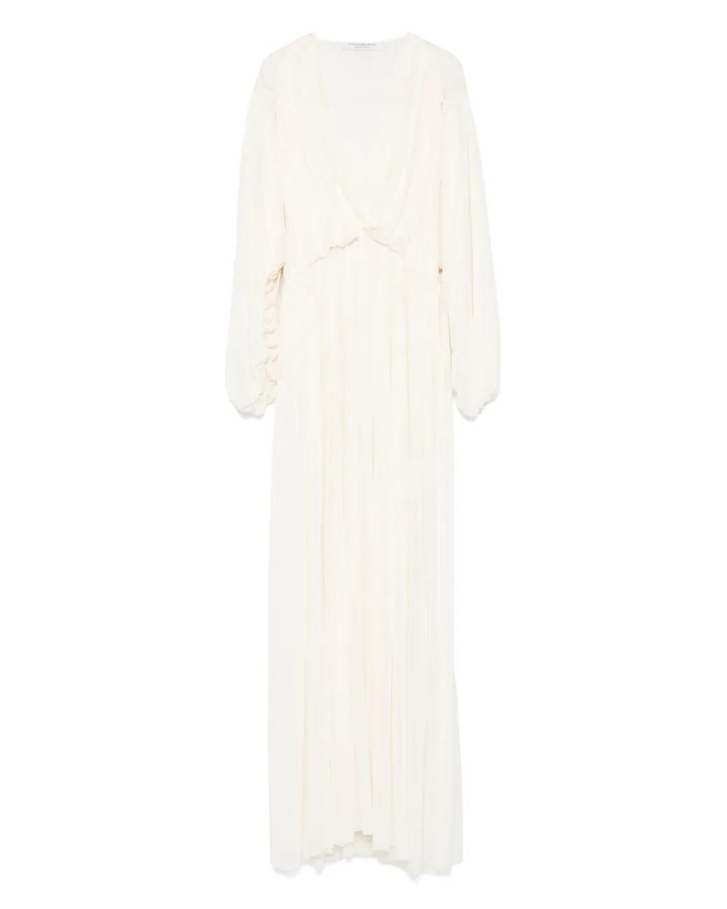 Philosophy Di Lorenzo Serafini White V-Neck Maxi Dress