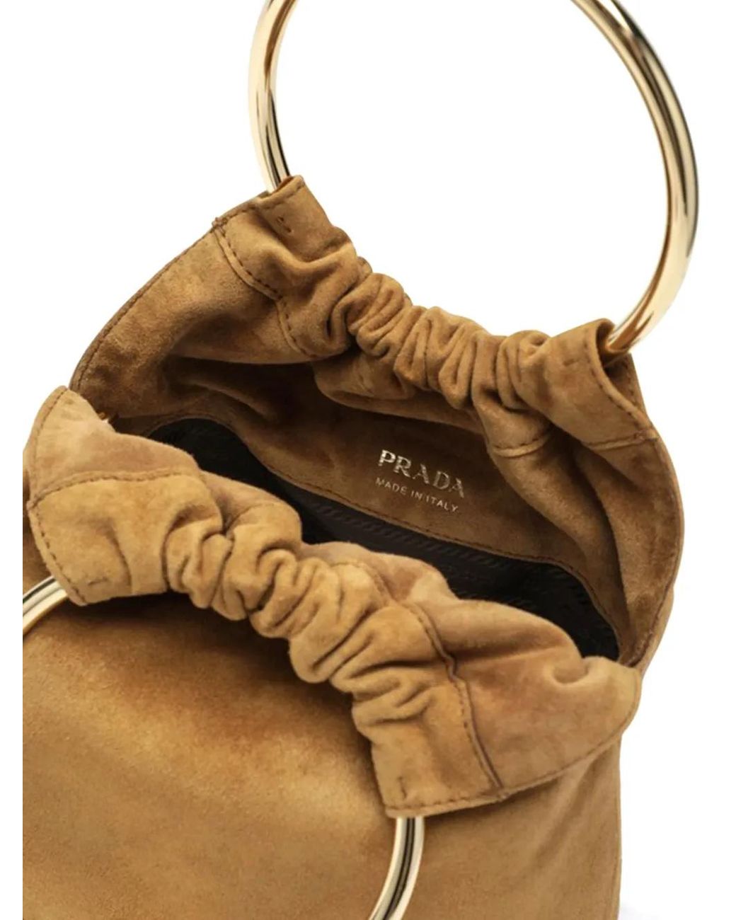 Prada Natural Ring-Handle Bucket Bag