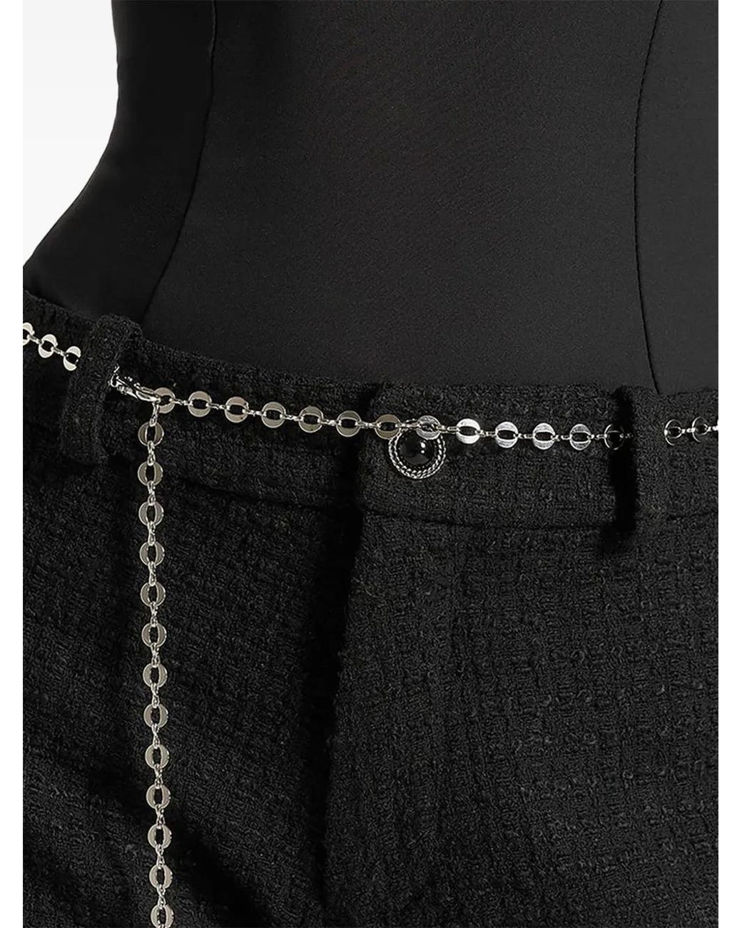 Manière De Voir Black Tweed Mini Shorts With Belt