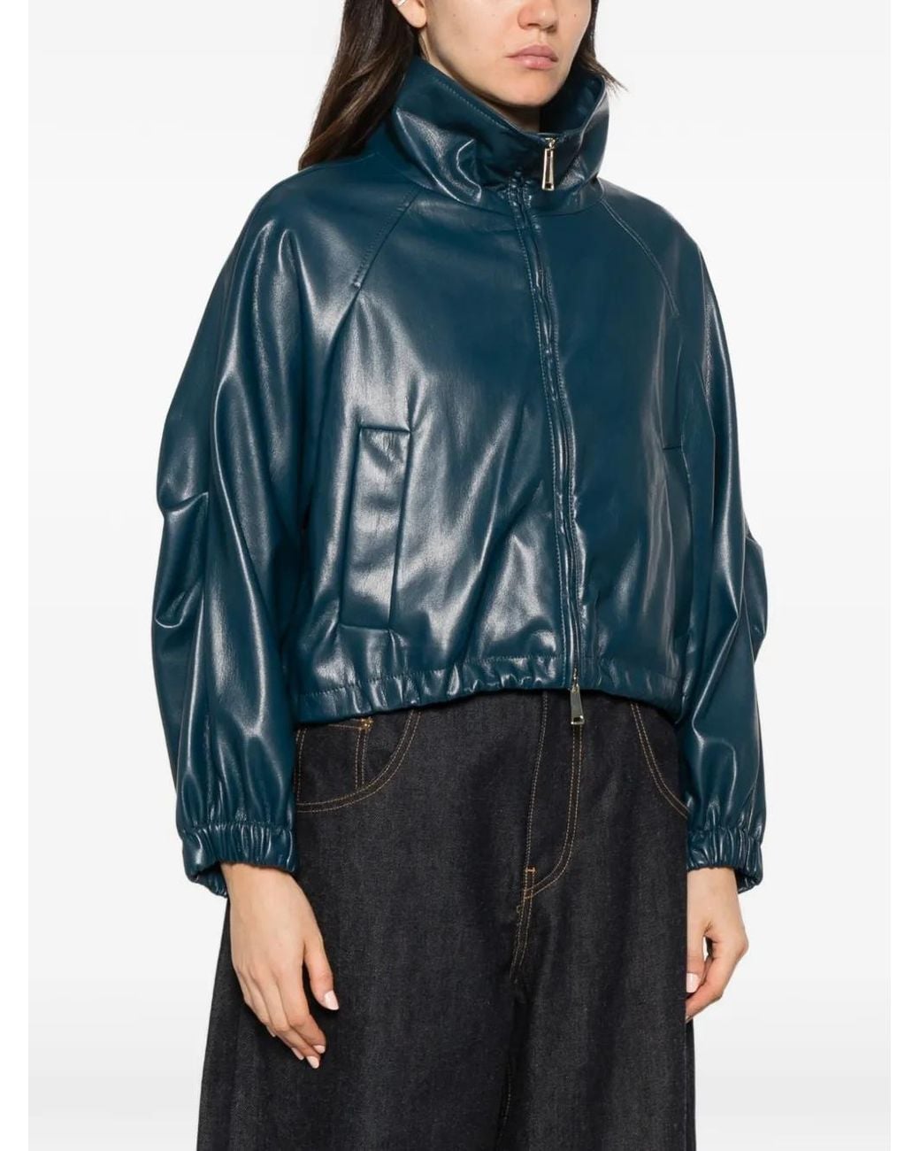Marella Blue Mllgradi Elasticated-Trim Jacket