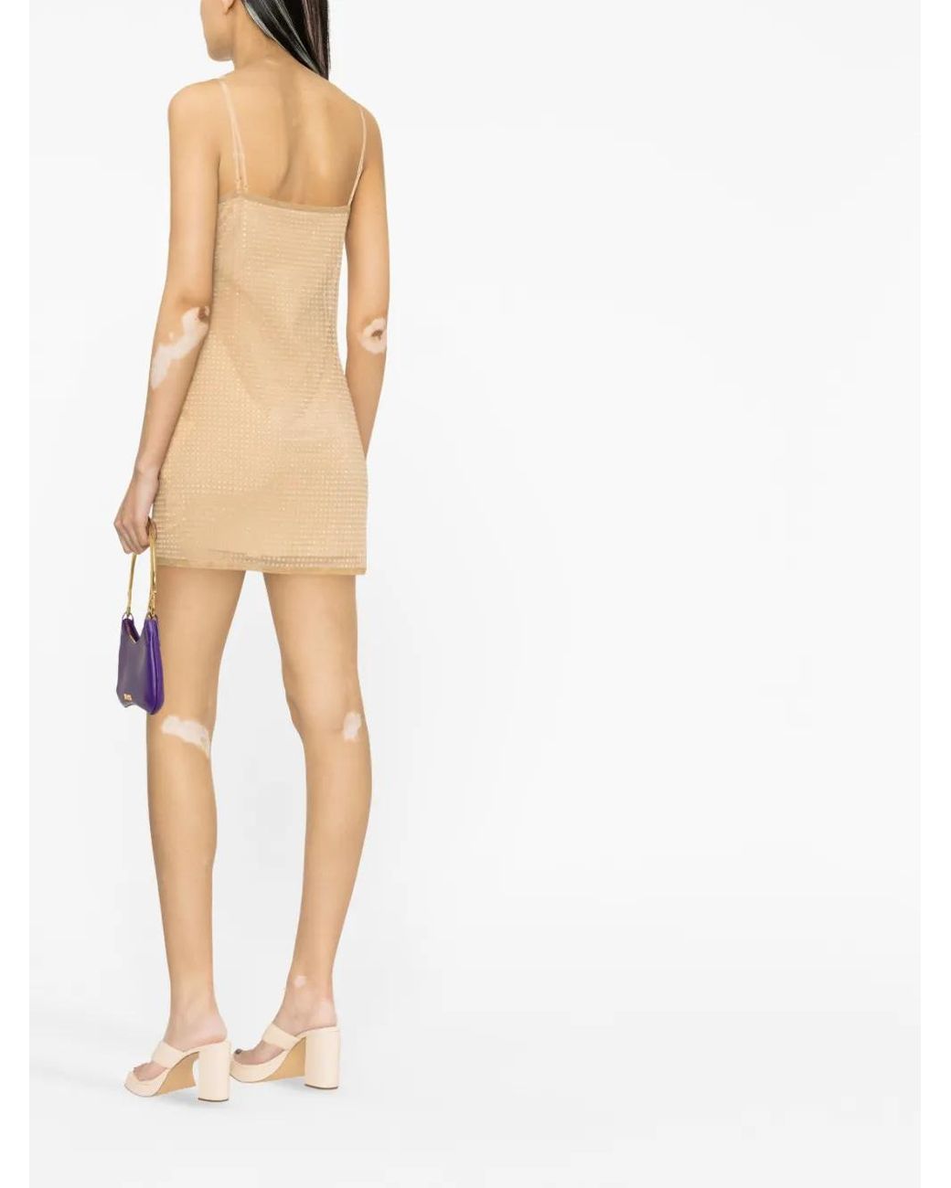 Alexander Wang Natural Embellished Mesh Minidress