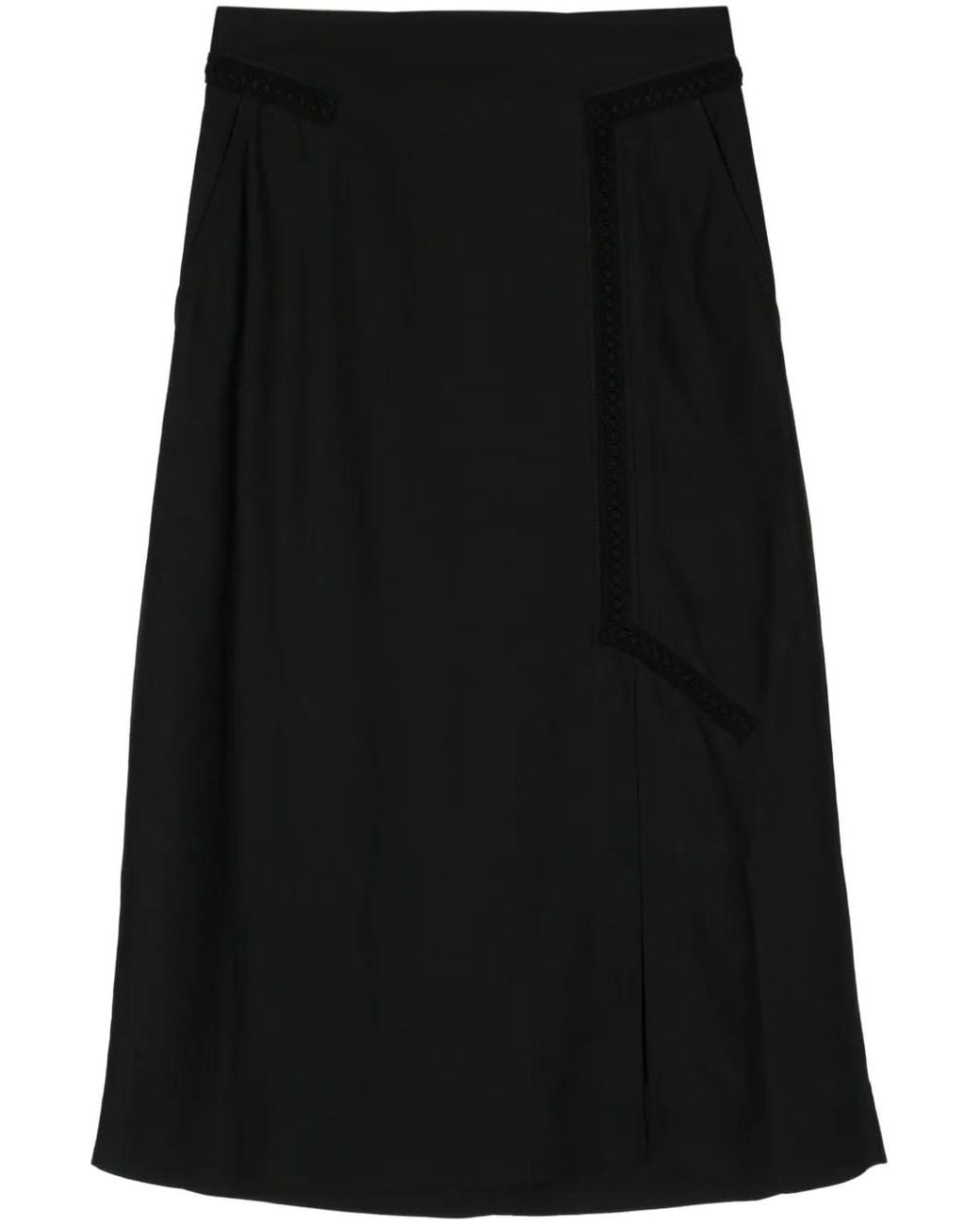 Shiatzy Chen Black Panelled Midi Skirt