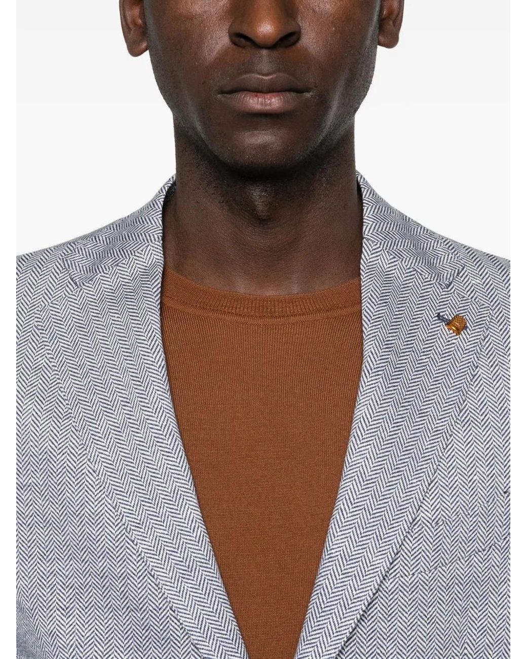 Latorre Gray Herringbone-Pattern Blazer for men
