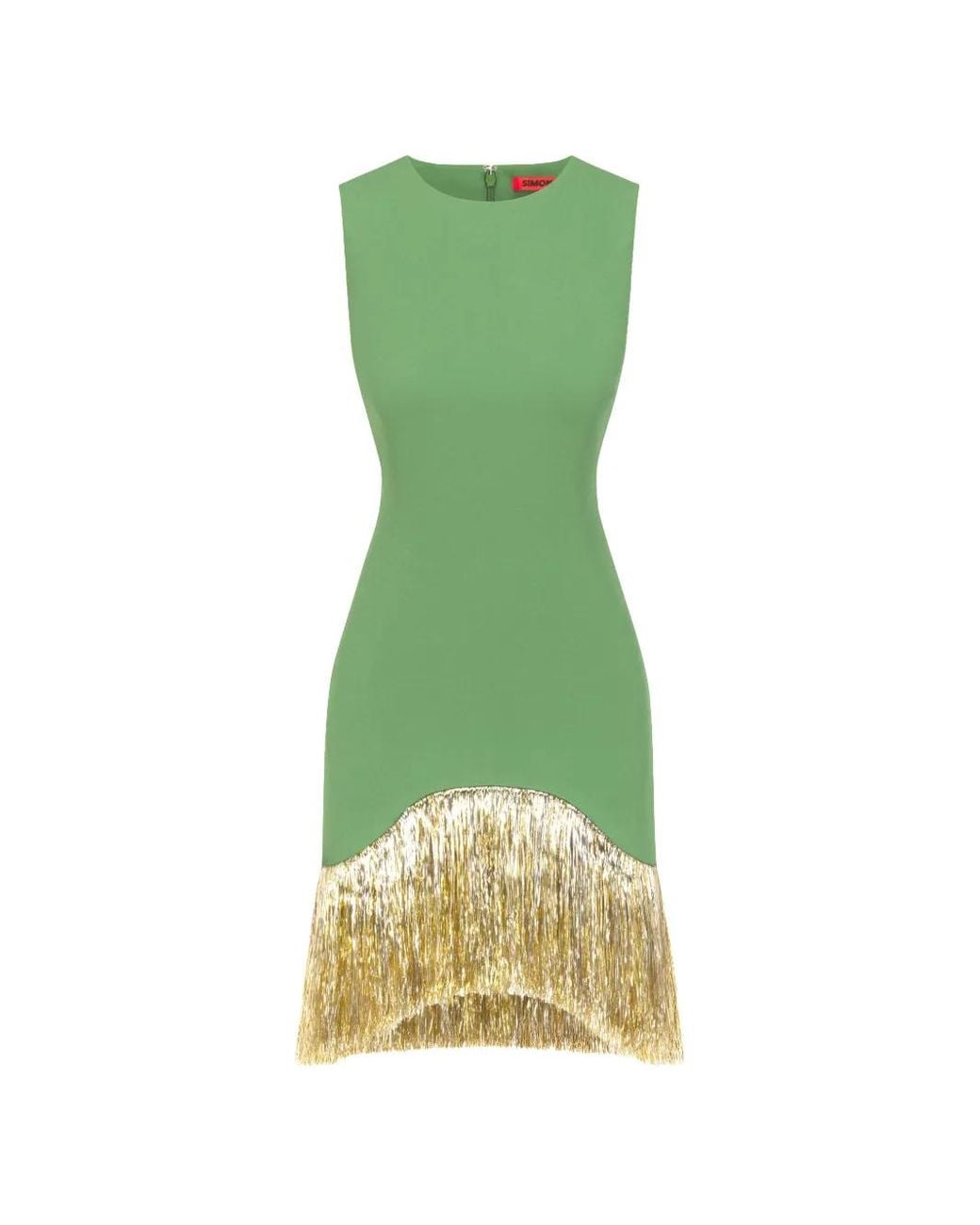 Simon Miller Green Bowie Fringe-Trim Mini Dress
