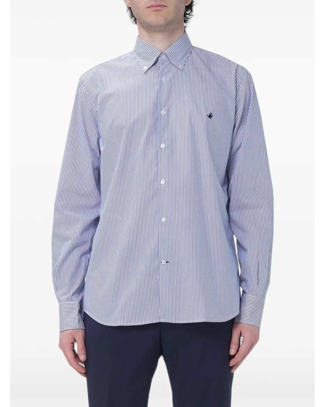 Brooksfield Blue Chemise En Popeline À Rayures for men