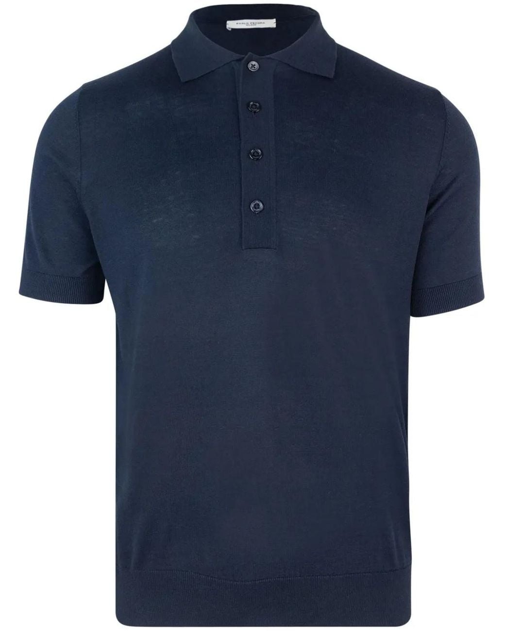 Paolo Pecora Blue Fine-Knit Polo Shirt for men