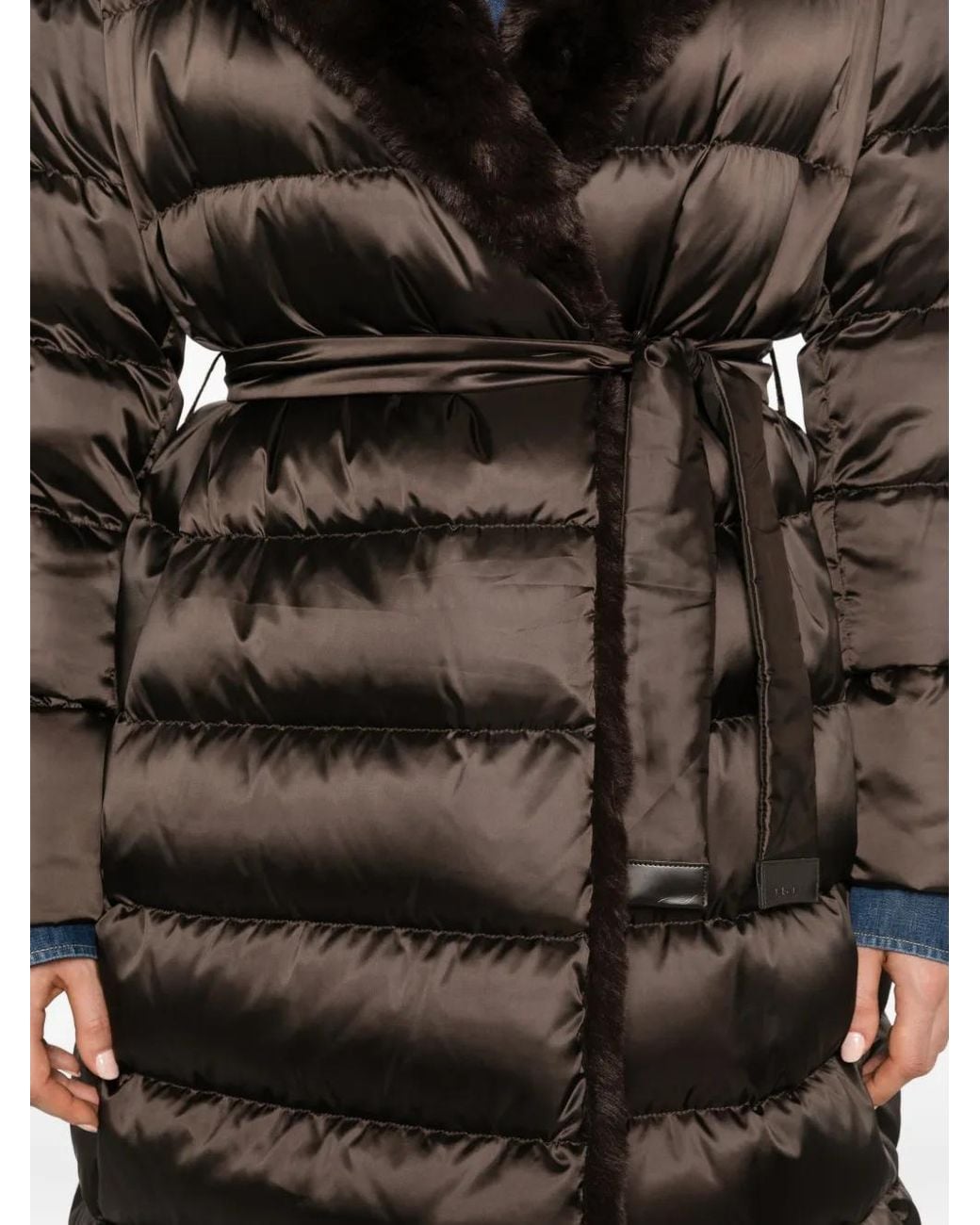 Max Mara Black Quilted Belted Coat