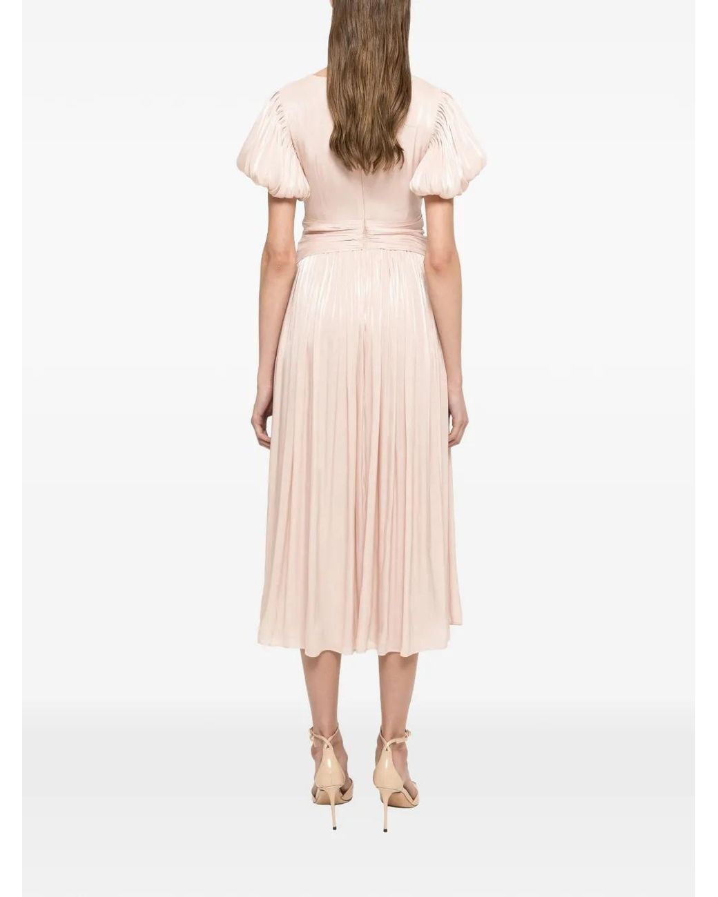 Nissa Natural Crystal Detail Chiffon Dress