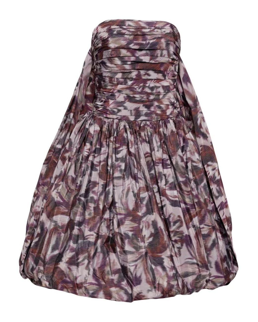 Amsale Purple Drop-Waist Bubble-Hem Dress