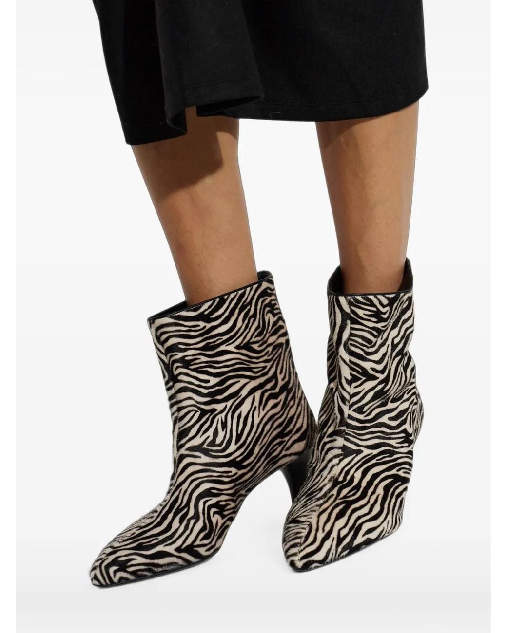 Isabel Marant Black Jiry Zebra-Print Ankle Boots