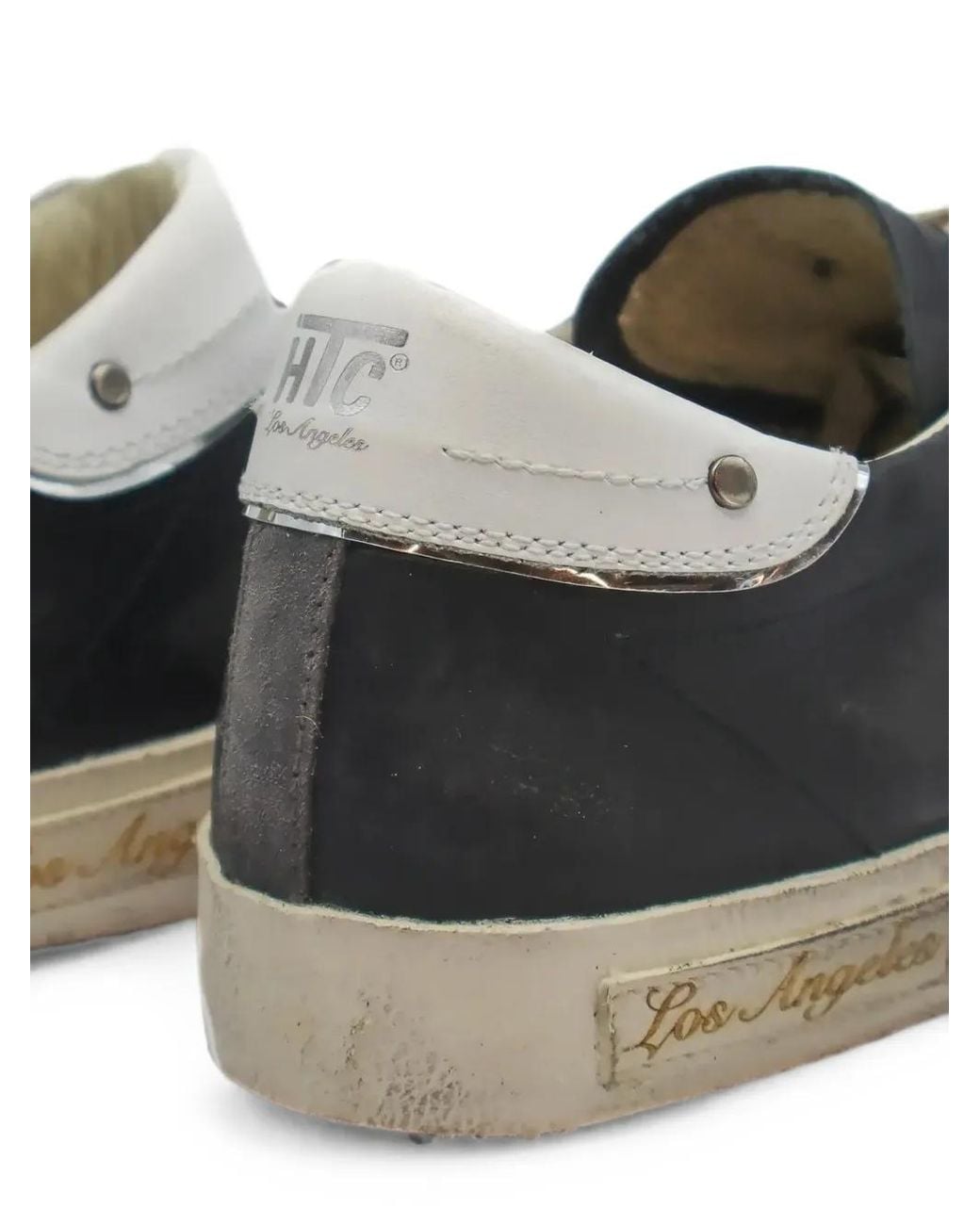 HTC White Vipers Distressed-Finish Sneakers for men