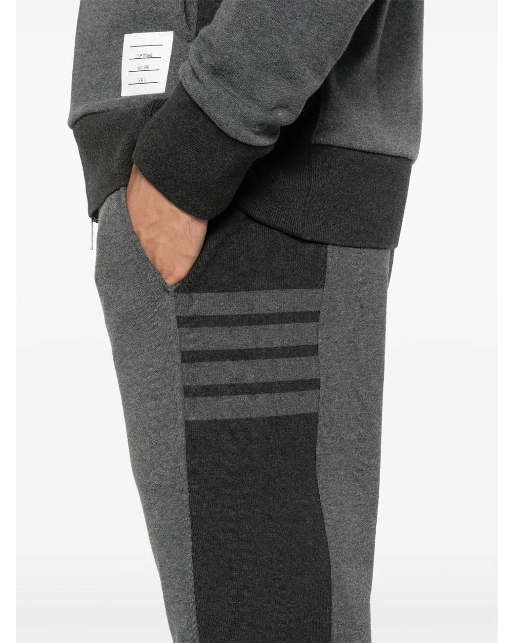Thom Browne Gray Solid Loopback Jersey 4-Bar Sweatpants for men
