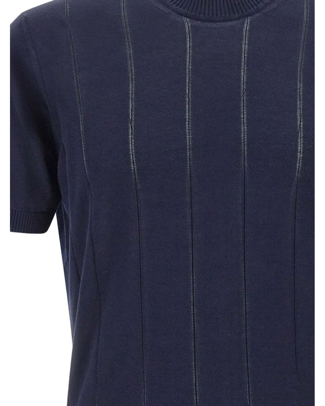 Kangra Blue Ribbed Short-Sleeve Sweater for men