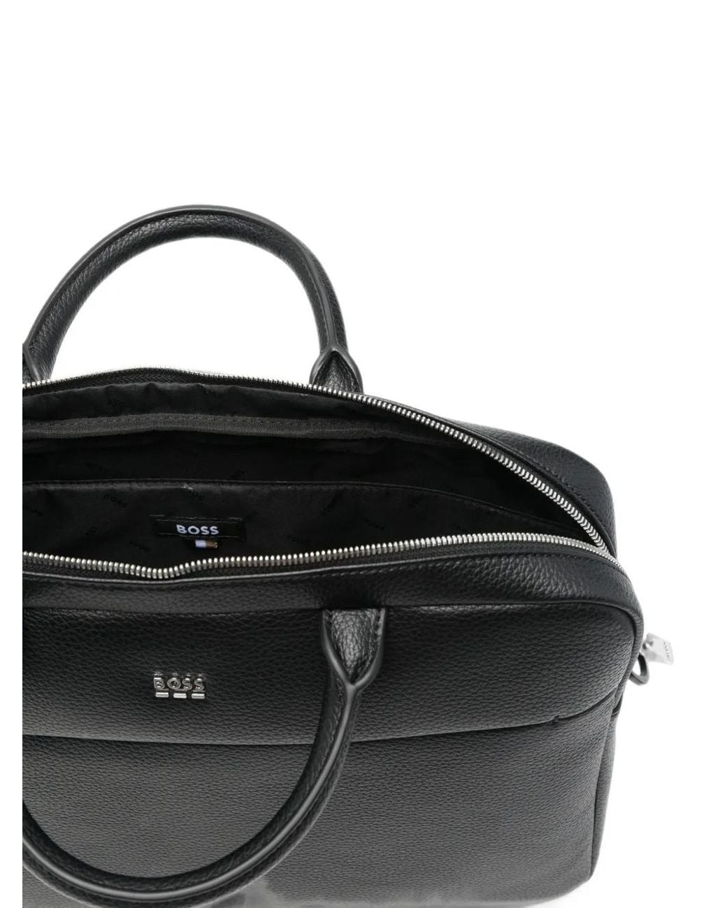 Boss Black Pebbled-Texture Briefcase for men