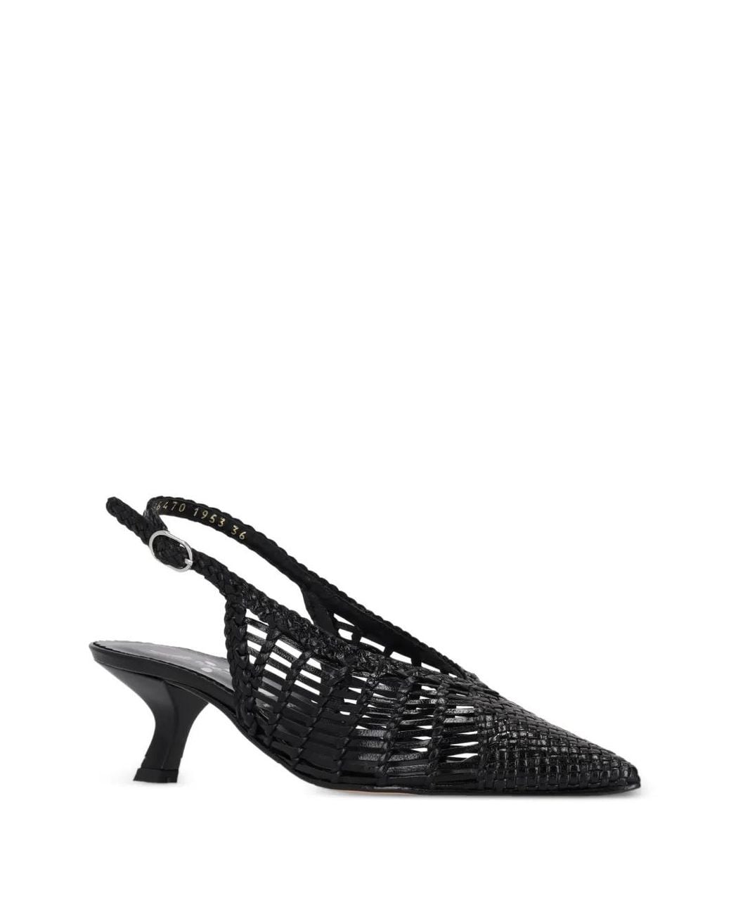 LA ROSE Black Woven Slingback Pumps