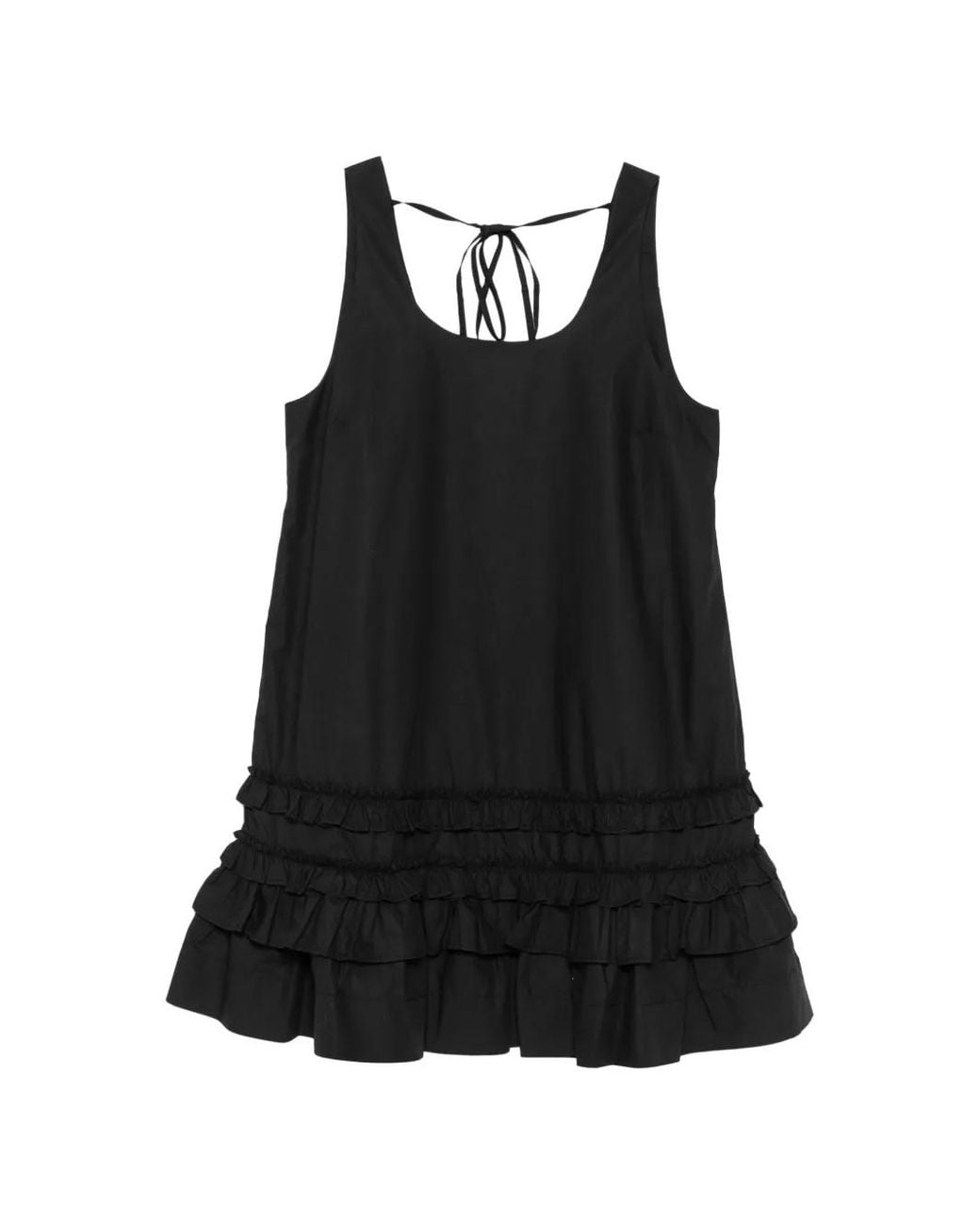 Ganni Black Organic Cotton Mini Dress