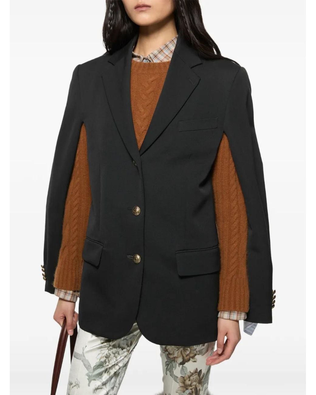 Acne Black Layered Wool Suit Jacket