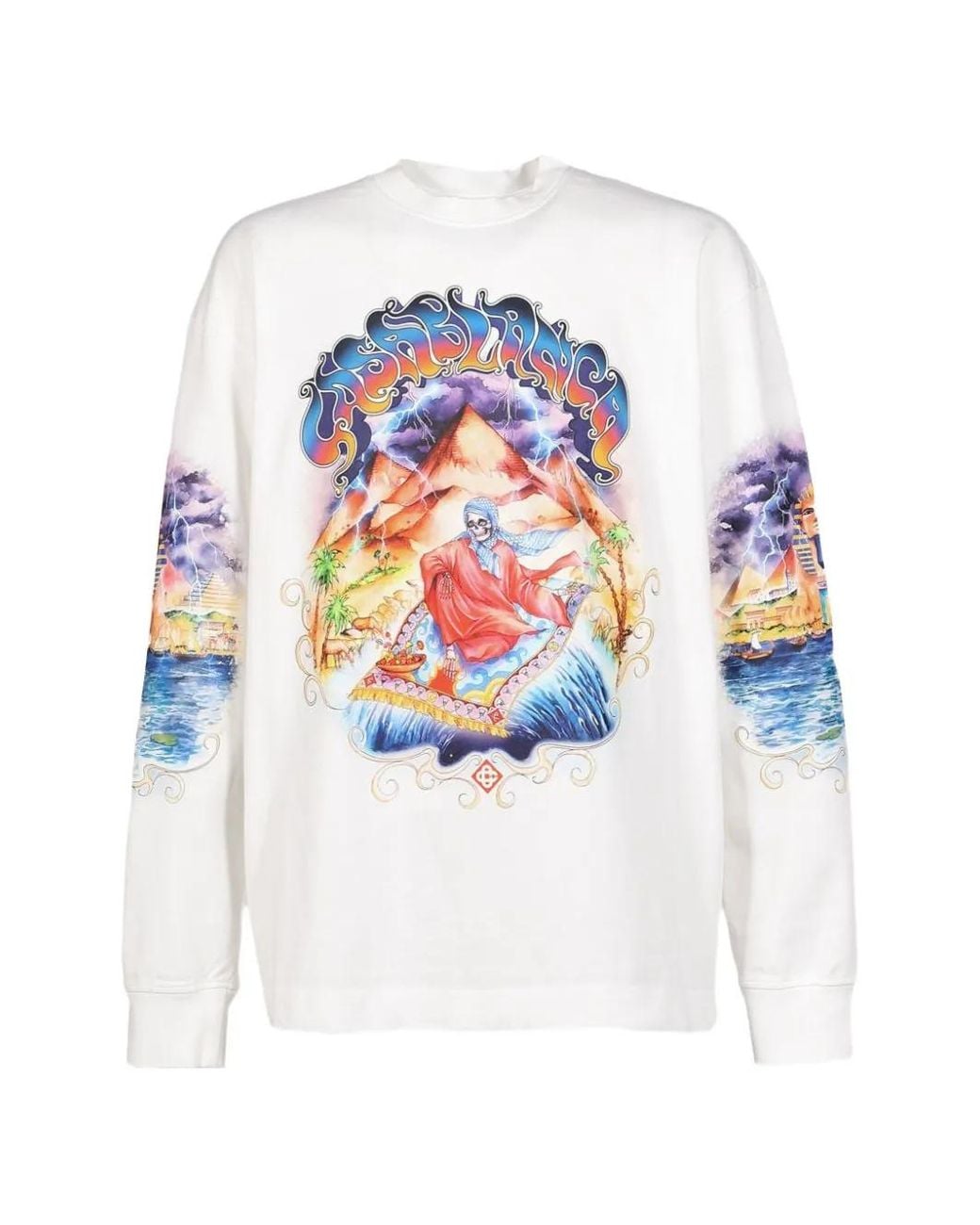 Casablanca White Graphic-Print Long-Sleeve T-Shirt for men