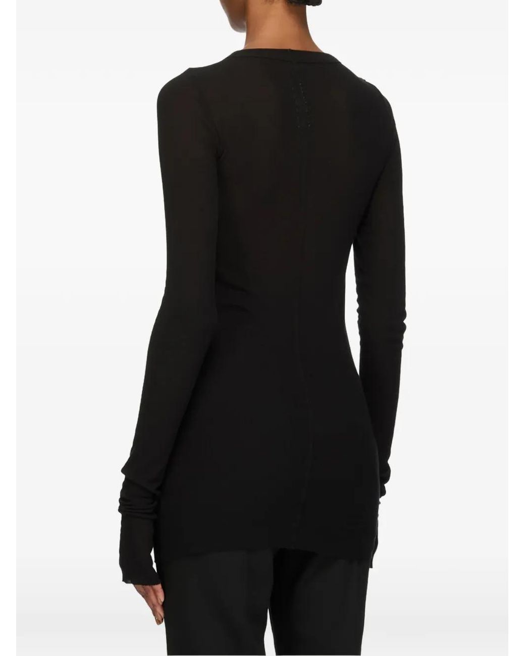 Rick Owens Black Ribbed Long-Sleeve T-Shirt