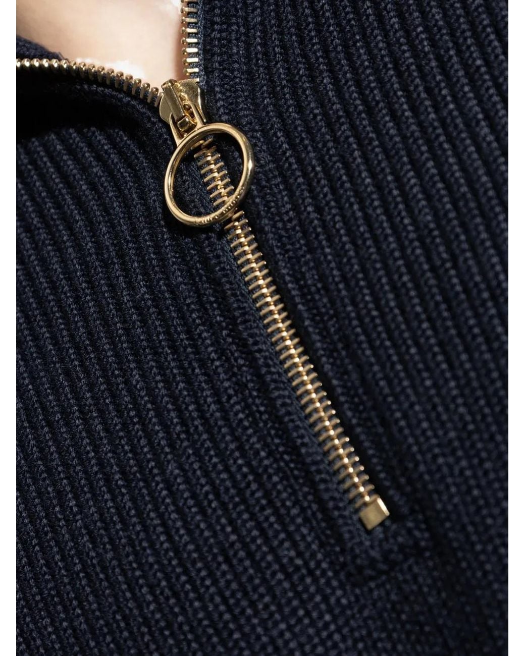 Paul & Shark Blue Shark Tag Tech Wool Half Zip Sweater for men