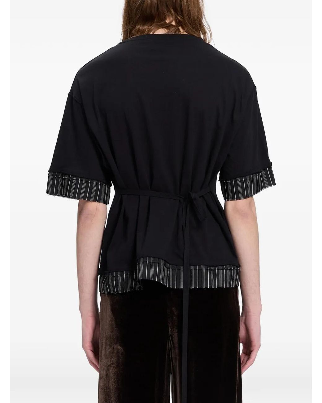 Ann Demeulemeester Black T-Shirt Superposé À Logo for men