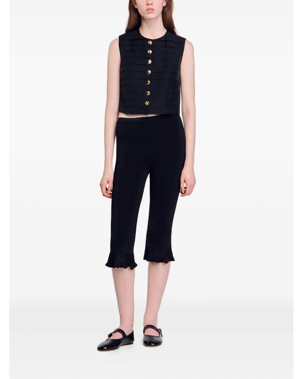 Sandro Black Eilat Cropped Top