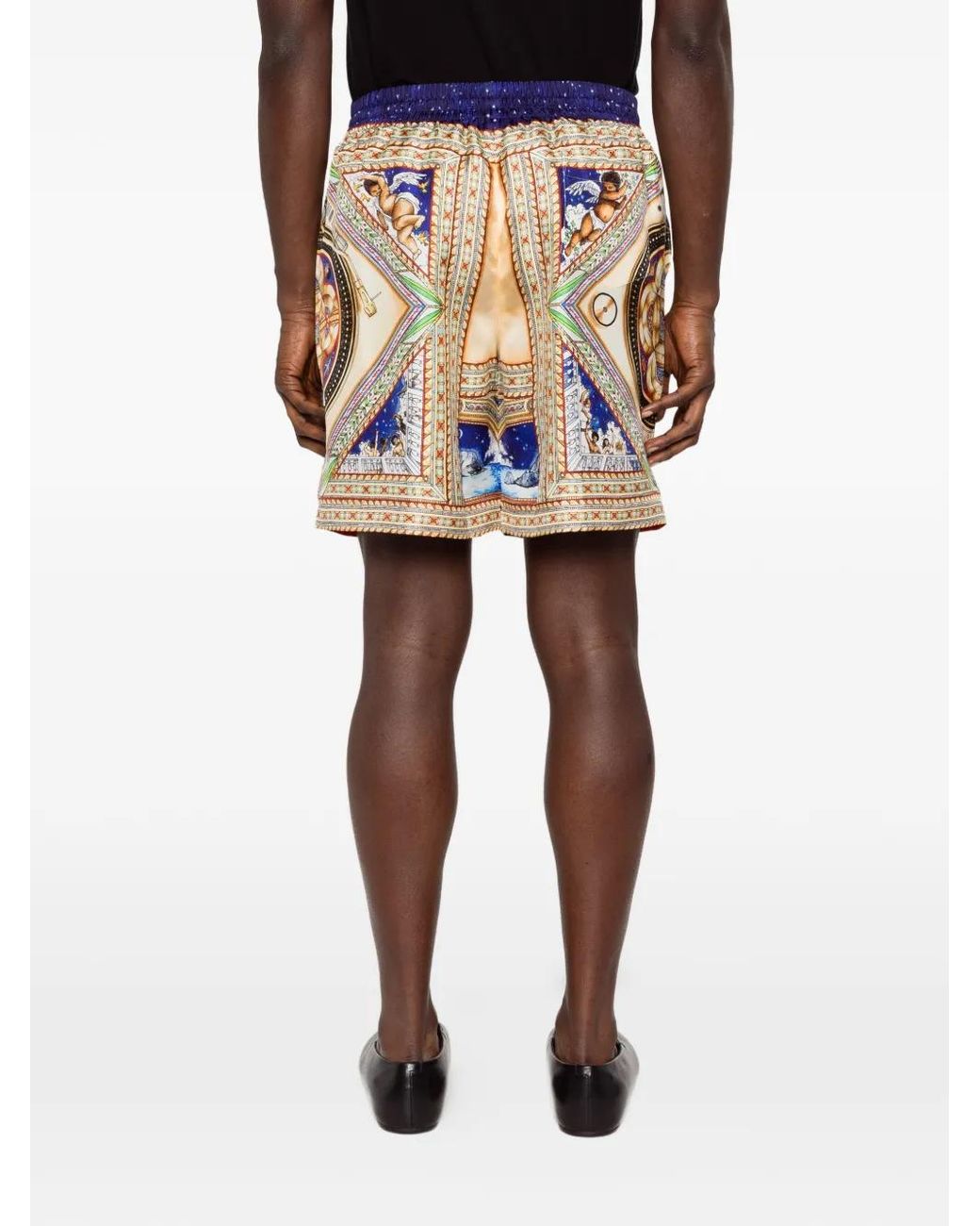 Casablanca White Plafond Orne De Musique Silk Shorts for men
