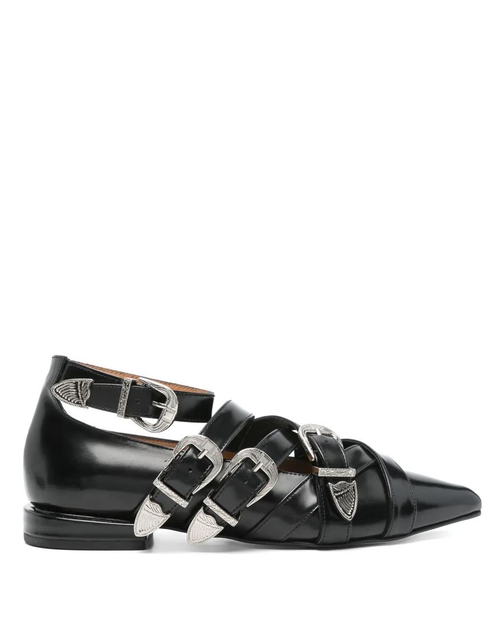 Toga Black Decorative-Buckle Ballet Flats