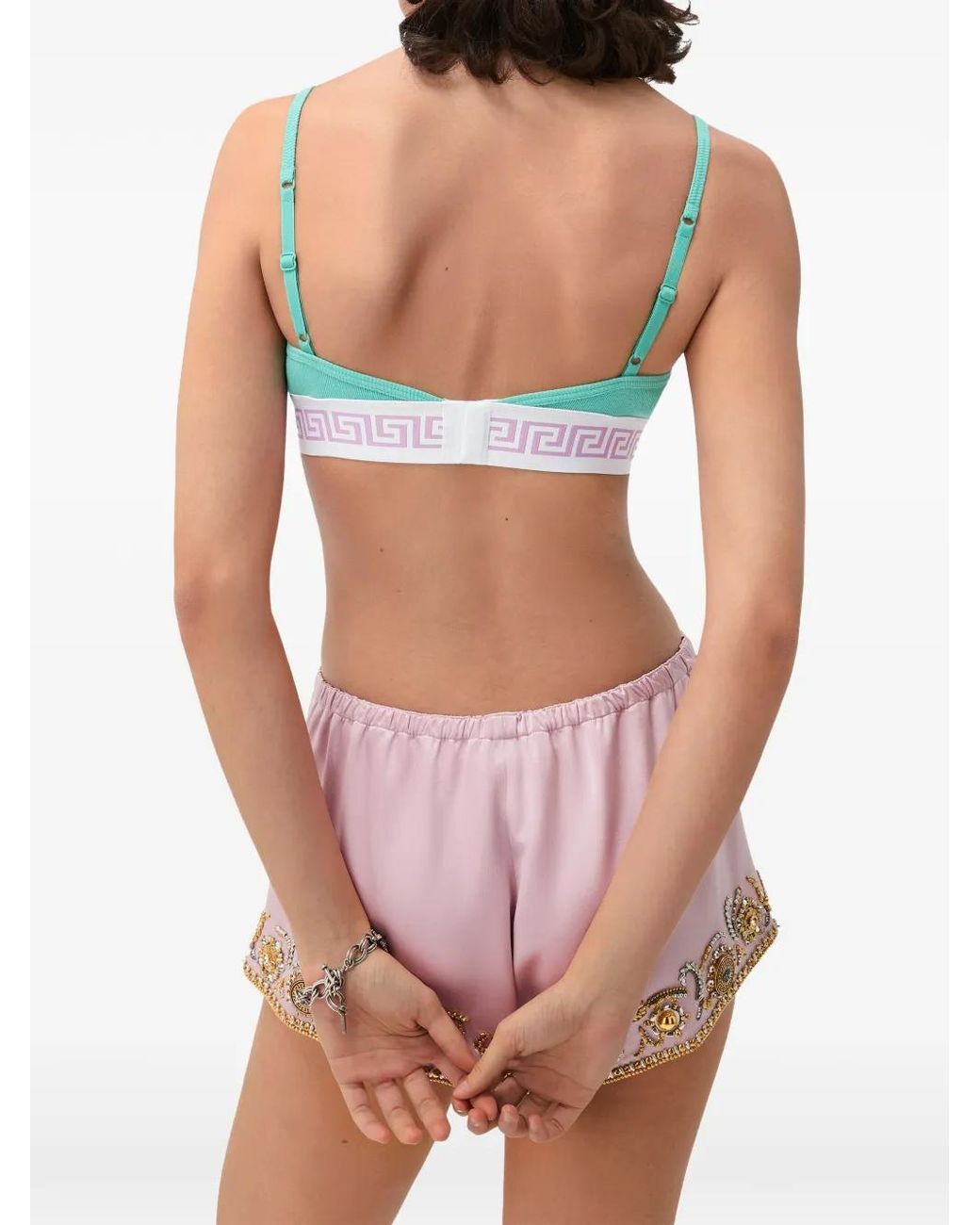 Versace Green Ribbed Cotton-Jersey Bralette