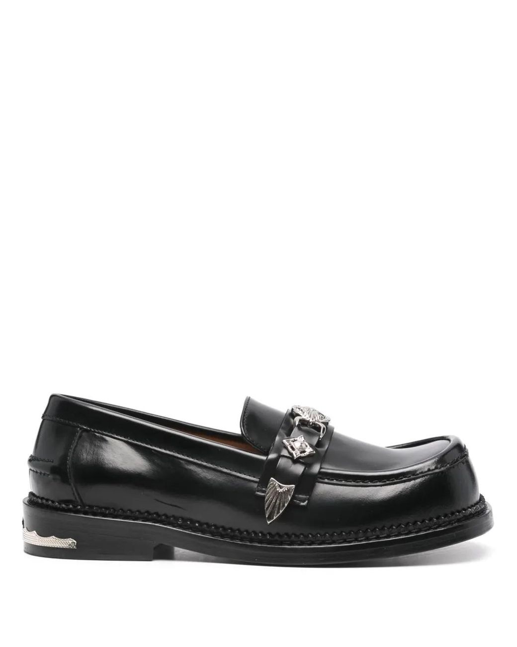 Toga Black Metallic-Detail Loafers
