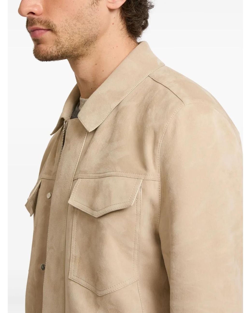 Yves Salomon Natural Velour Leather Jacket for men