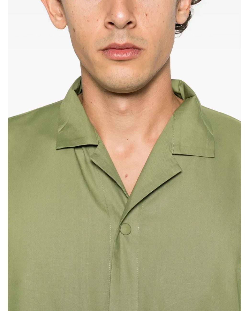 Issey Miyake Green Short-Sleeved Camp-Collar Shirt for men
