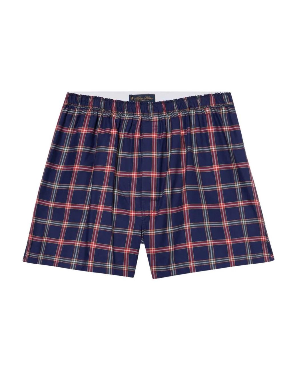 Brooks Brothers Blue Tartan-Pattern Cotton Boxer Shorts for men