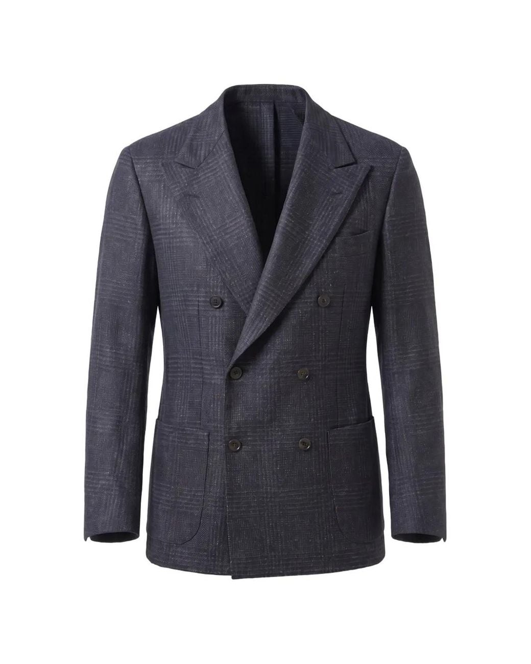 Sartorio Napoli Blue Double-Breasted Checked Blazer for men