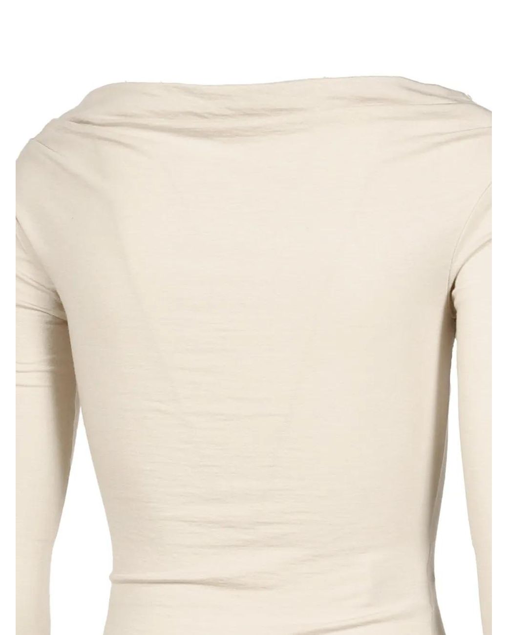 BOHEMSEO White Draped Long-Sleeve Top