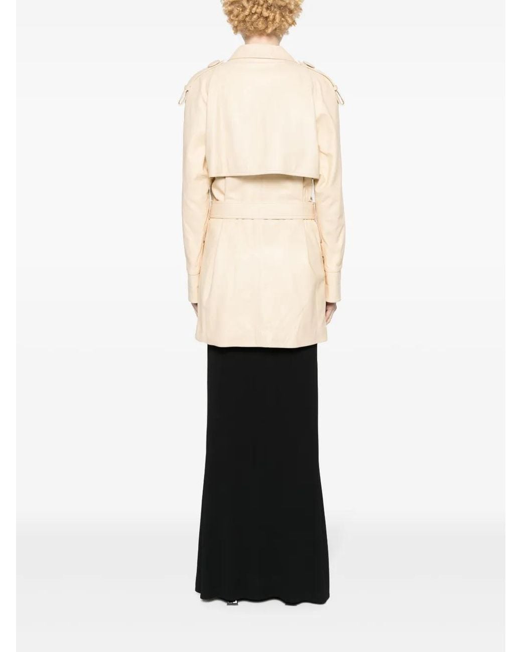 The Attico Natural Double-Breasted Leather Coat