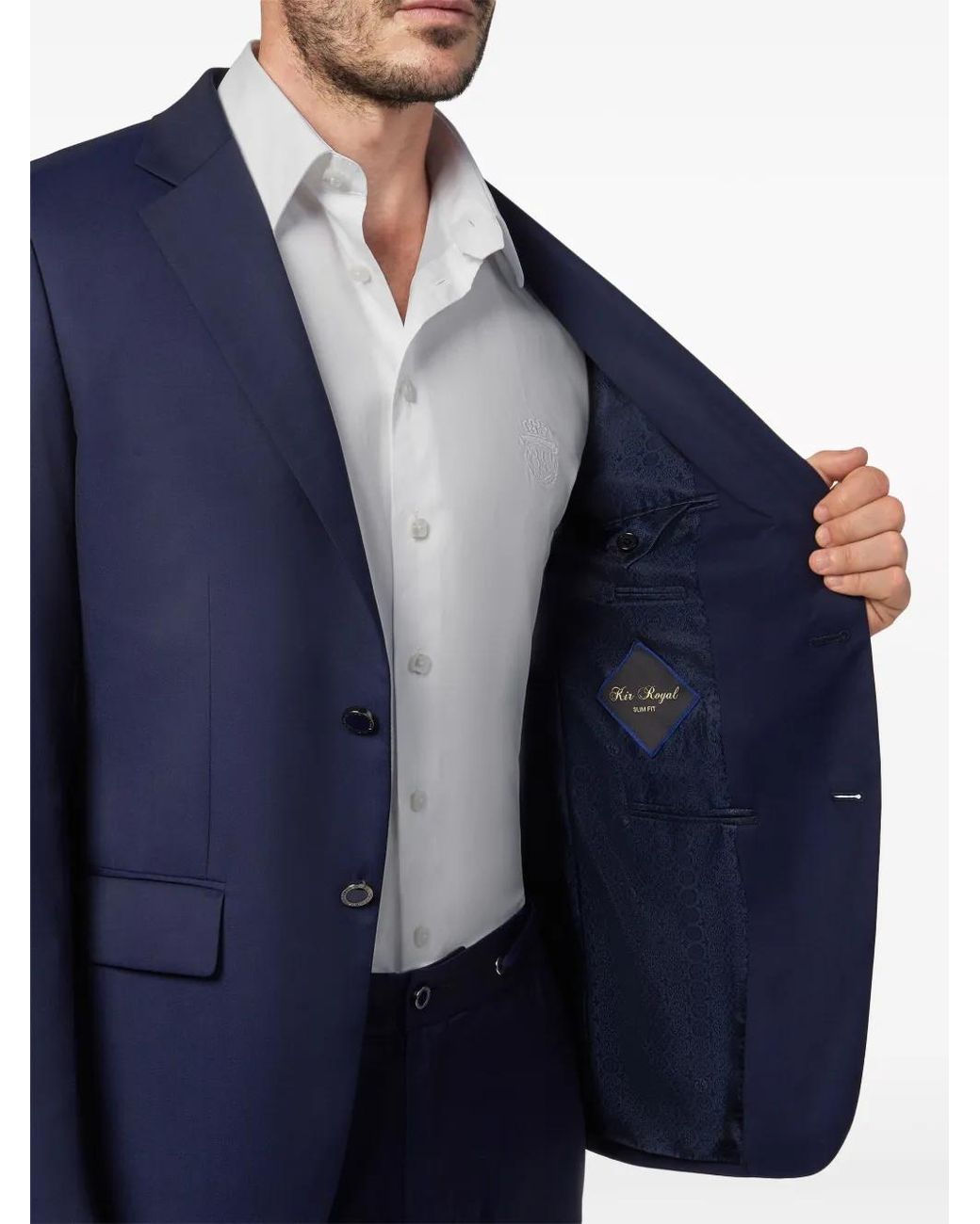 Billionaire Blue Crest-Motif Wool Blazer for men