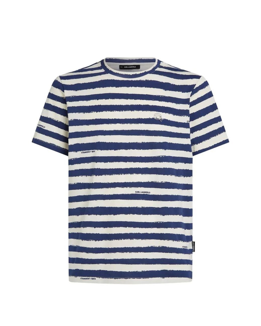 Karl Lagerfeld Blue Striped All-Over Print T-Shirt for men