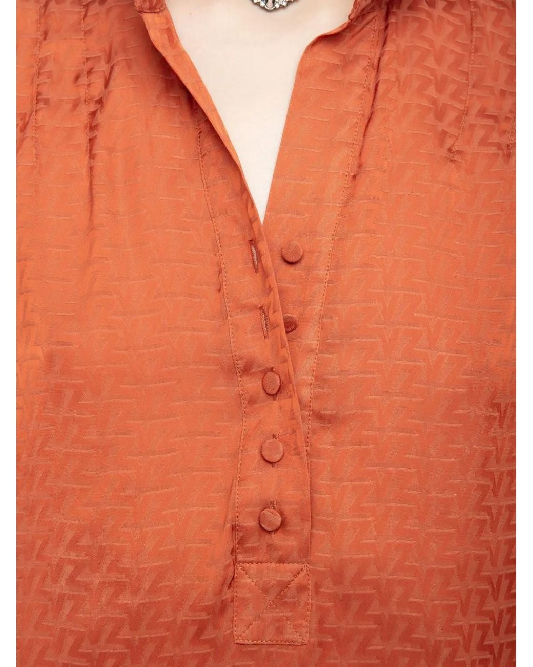 Zadig & Voltaire Orange Blouse Topher Satiné