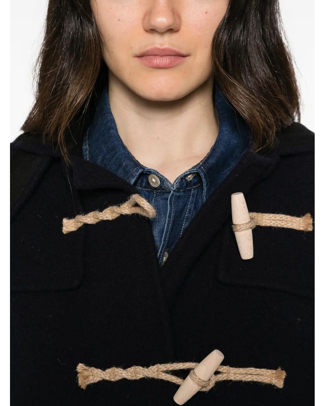 Gloverall Black Montgomery Hooded Duffle Coat